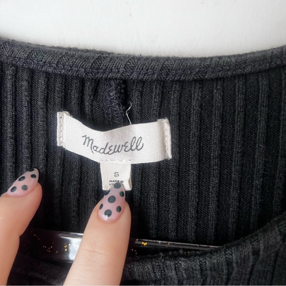 Madewell Black Button-Front Ribbed Mini Dress S - image 6